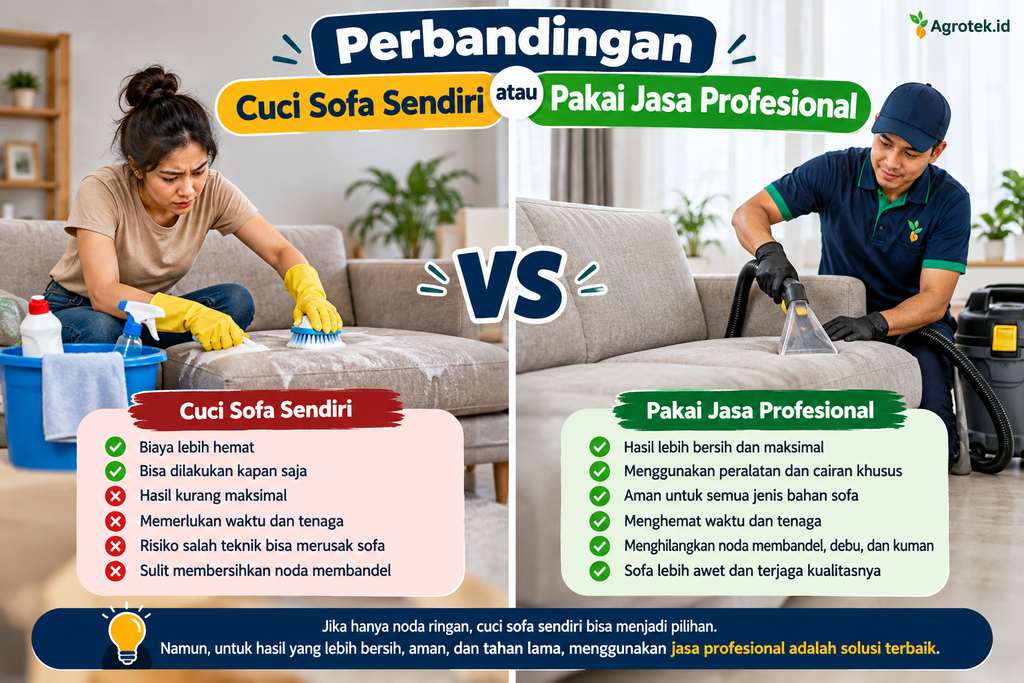 Perbandingan Cuci Sofa Sendiri atau Pakai Jasa Profesional